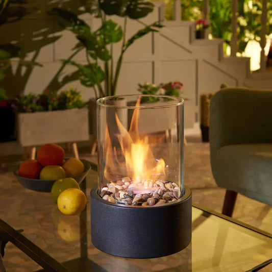 Portable Table Lantern Gas Flame Outdoor Indoor Modern Steel Glass Table Lamp - Tampa Home & Garden Store