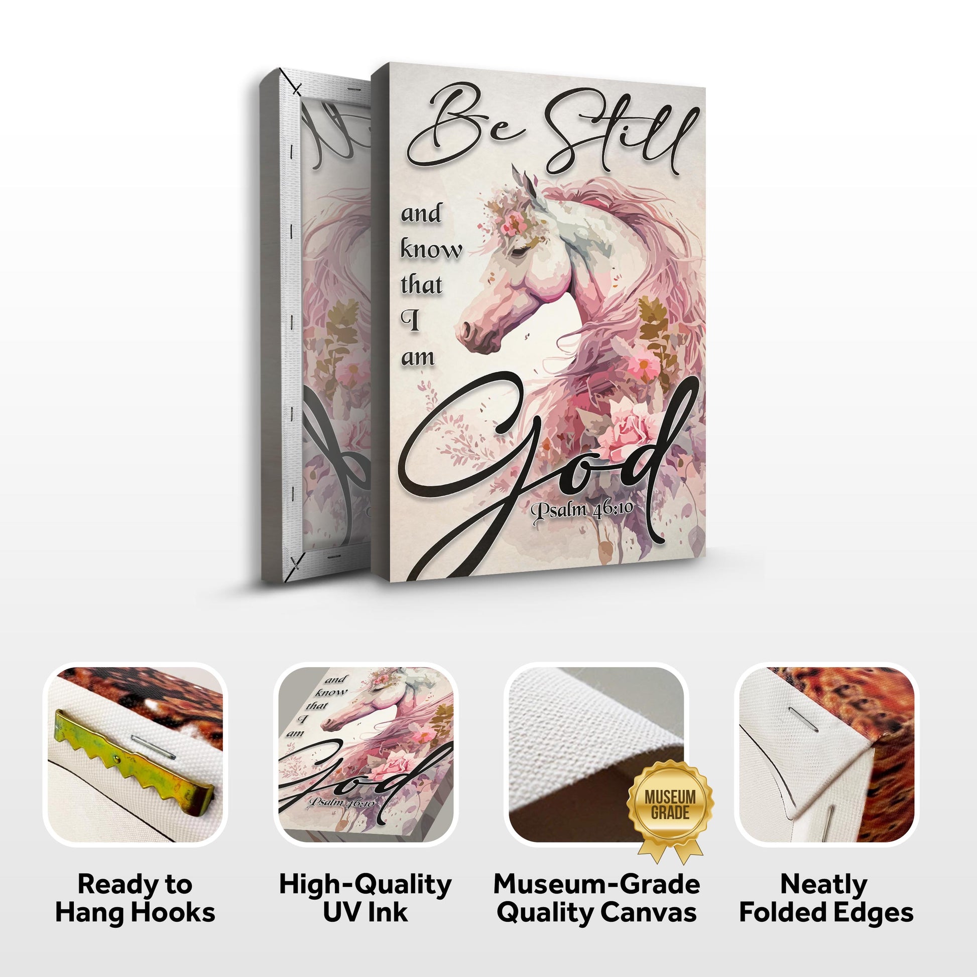 Canvas Be Still And Know God Psalm 46:10 Faith Sign IV by Tailored Canvases; pink unicorn art on Tampa Home & Garden Store