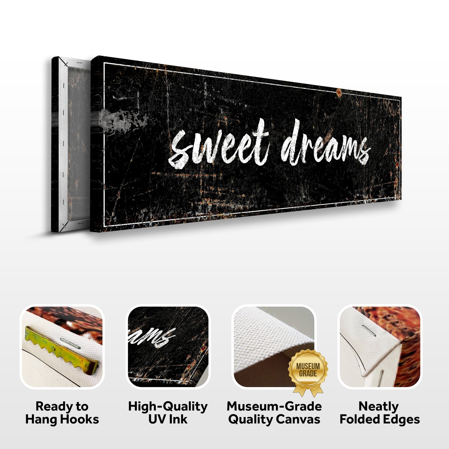 Sweet Dreams Sign IV canvas crafting, black distressed with white script by Tailored Canvases on Tampa Home & Garden Store