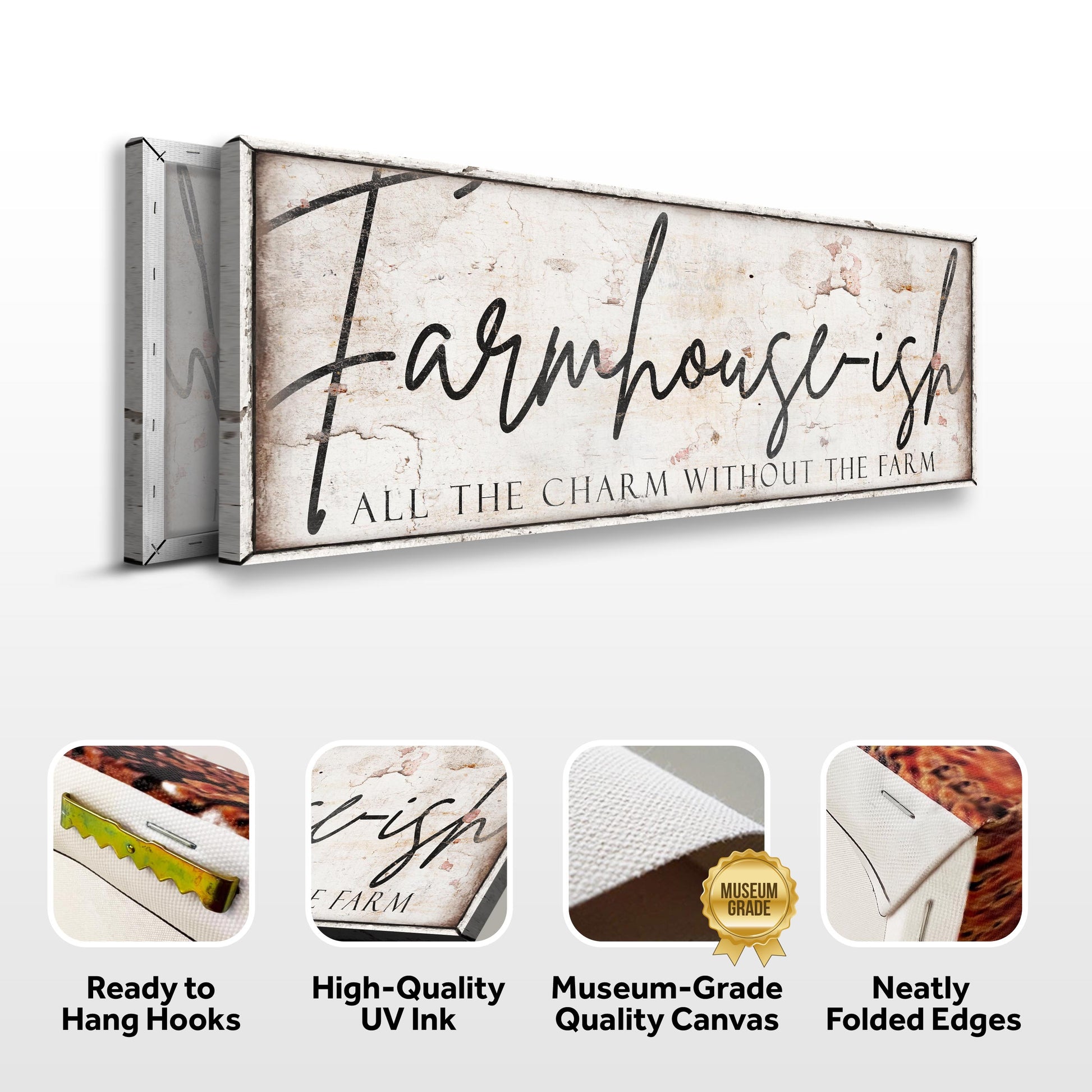 Farmhouse-Ish Sign IV canvas by Tailored Canvases; distressed beige textured craft canvas on Tampa Home & Garden Store
