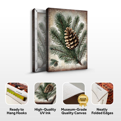Vintage Winter Pine Cone Christmas Wall Art canvas by Tailored Canvases on Tampa Home & Garden Store on Tampa Home & Garden Store
