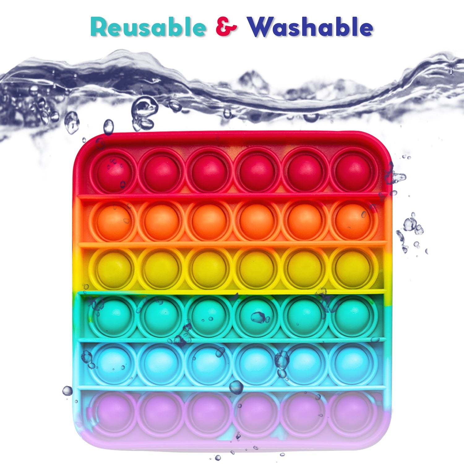 Rainbow pop-it fidget mats 4-pack, silicone rainbow rows, The Fidget Games Educational Toys on Tampa Home & Garden Store