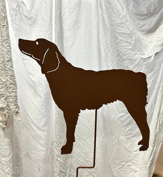 Brittany garden stake silhouette in brown metal by Rustica Ornamentals on Tampa Home & Garden Store