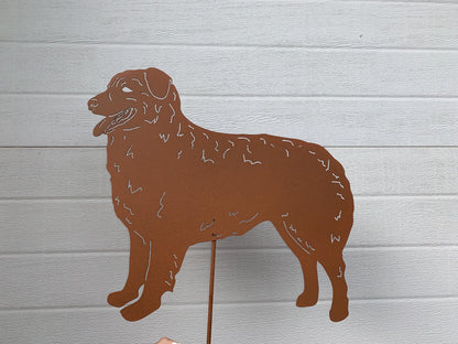 Australian Shepherd statue lawn ornament rust metal by Rustica Ornamentals on Tampa Home & Garden Store