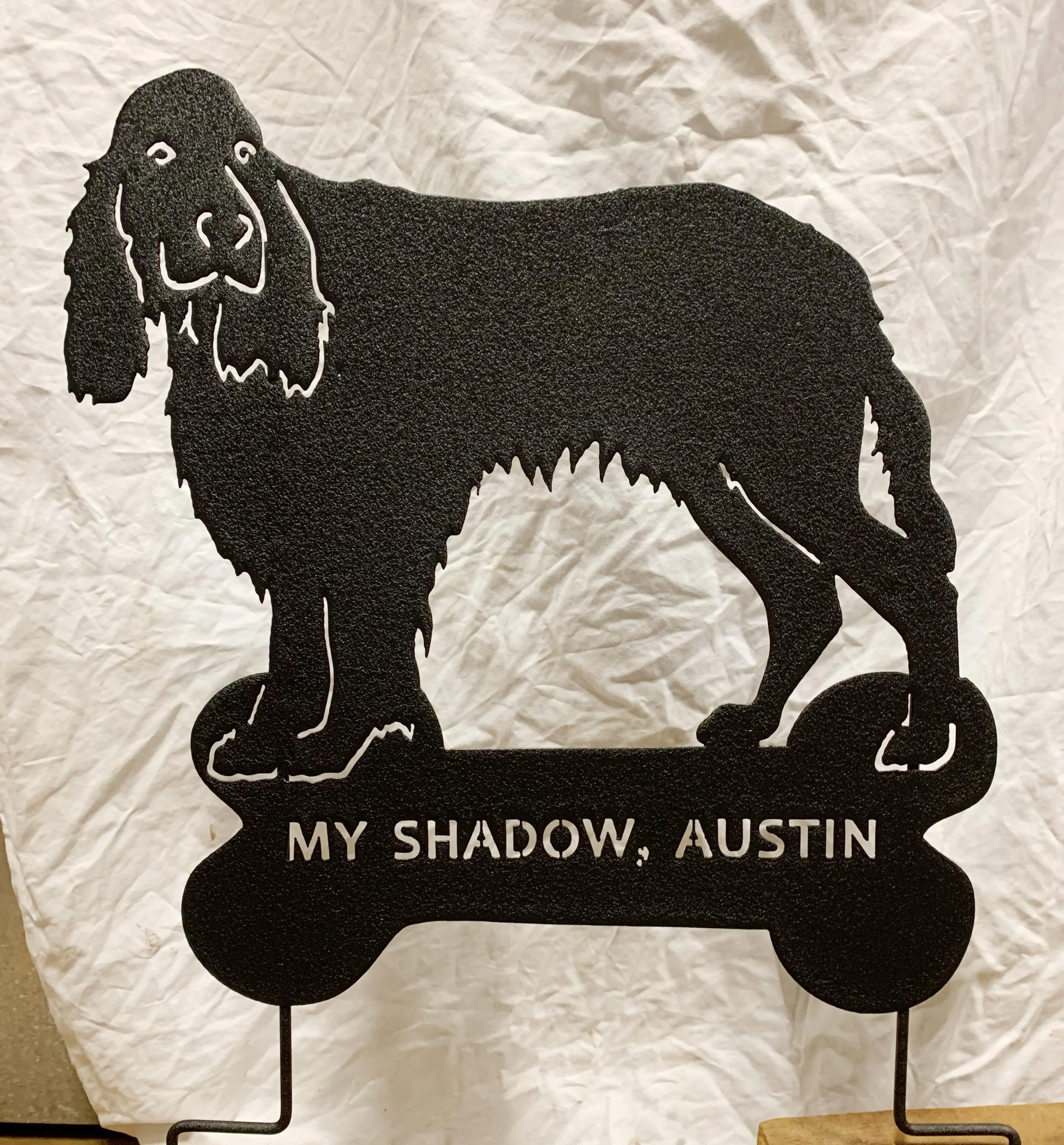English Springer Spaniel garden stake silhouette, black metal finish, Rustica Ornamentals on Tampa Home & Garden Store