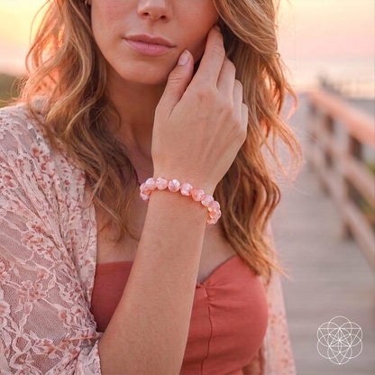 Bracelet The Woman You’re Becoming Sakura Flower Agate pink beads Conscious Items on Tampa Home & Garden Store