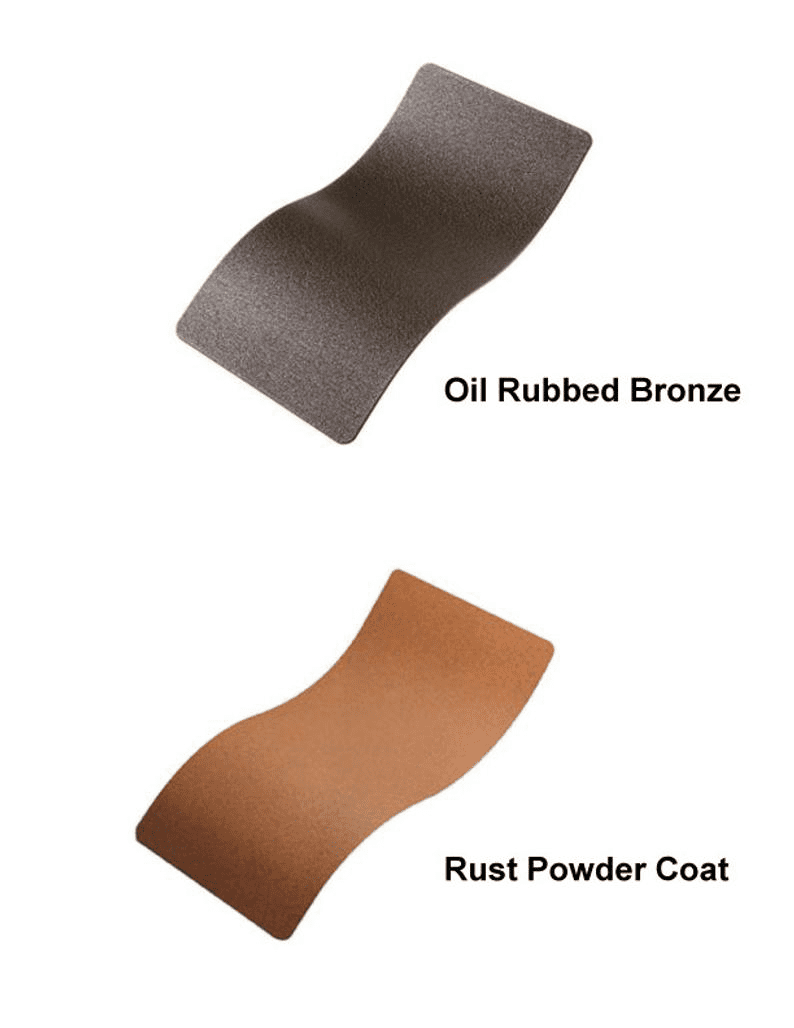 Blair metal house numbers swatches: two finishes oil rubbed bronze and rust powder coat on Tampa Home & Garden Store
