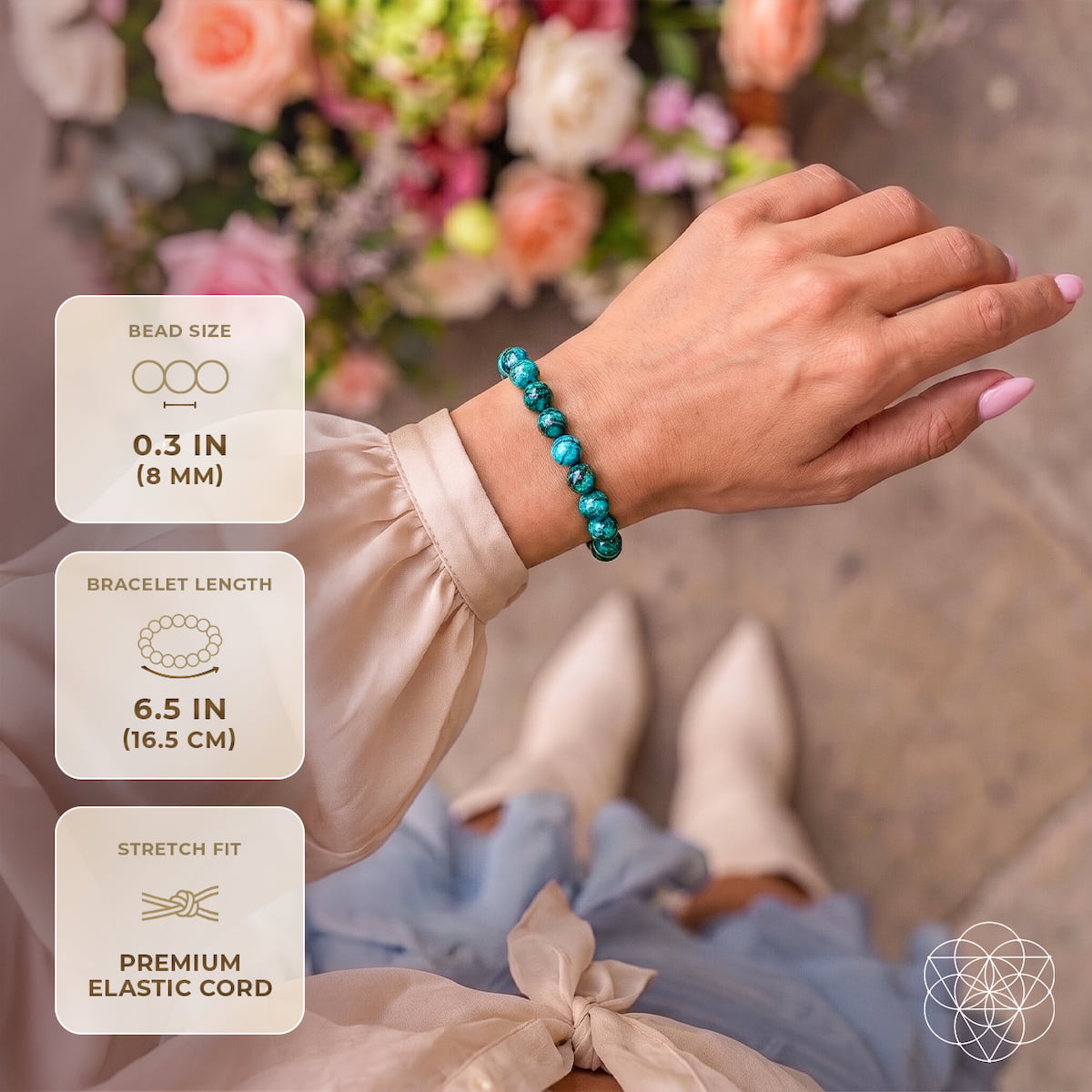 Cleopatra’s Wise Stone Peruvian Chrysocolla Bracelet with turquoise beads by Conscious Items on Tampa Home & Garden Store