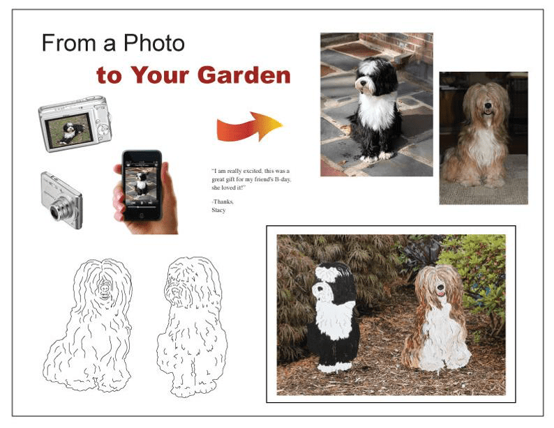 Rustica Ornamentals Jack Russell Terrier plant stakes in black/white and tan/white for garden on Tampa Home & Garden Store