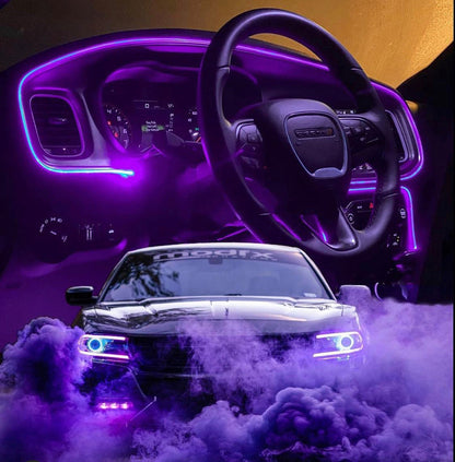 Color-Changing RGB Interior Dash Trim Ambient Lighting Kit purple glow for car interior on Tampa Home & Garden Store