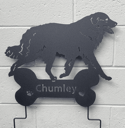 Great Pyrenees garden stake metal dog silhouette with bone base Chumley Rustica Ornamentals on Tampa Home & Garden Store