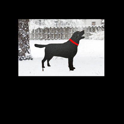 Labrador Retriever Memorial Wall Art Style 2 silhouette in snow with red collar lawn ornament on Tampa Home & Garden Store