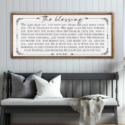 The Blessing Faith Sign crafting canvas by Tailored Canvases, white canvas with brown script on Tampa Home & Garden Store