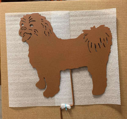 Shih Tzu garden stake wall hanging, two rust metal dog silhouettes by Rustica Ornamentals on Tampa Home & Garden Store