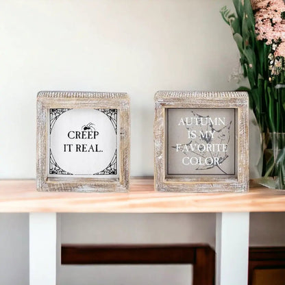Creep and Autumn Double Sided Sign for Home Decor