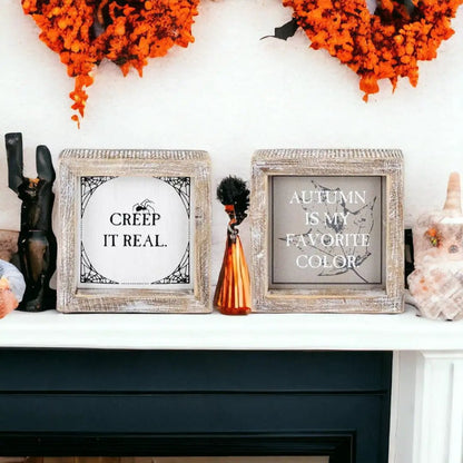 Creep and Autumn Double Sided Sign for Home Decor