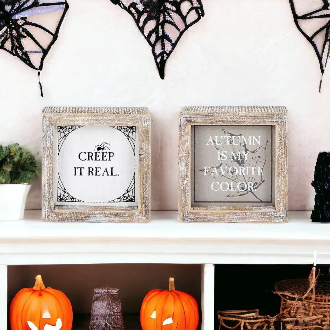 Creep and Autumn Double Sided Sign for Home Decor