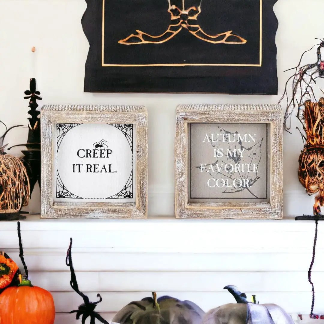 Creep and Autumn Double Sided Sign for Home Decor