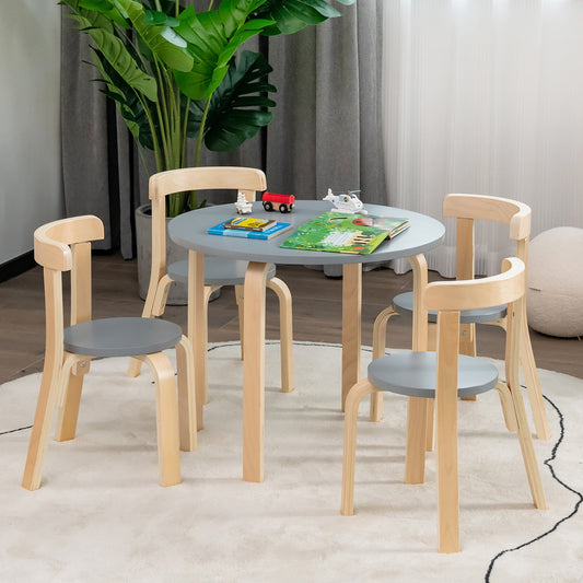 5-Piece Kids Wooden Curved Back Activity Table and Chair Set with - Tampa Home & Garden Store