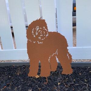 Labradoodle garden stake rust metal silhouette lawn ornament on Tampa Home & Garden Store