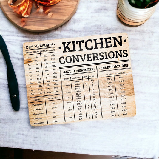 Gia Roma bamboo serving tray engraved with kitchen conversions chart 12.75x10 in on Tampa Home & Garden Store