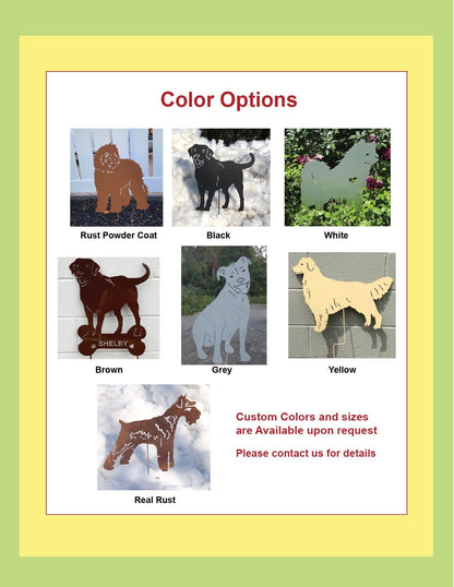 Labrador statue wall art color options in Rust Powder Coat, Black, White by Rustica Ornamentals on Tampa Home & Garden Store