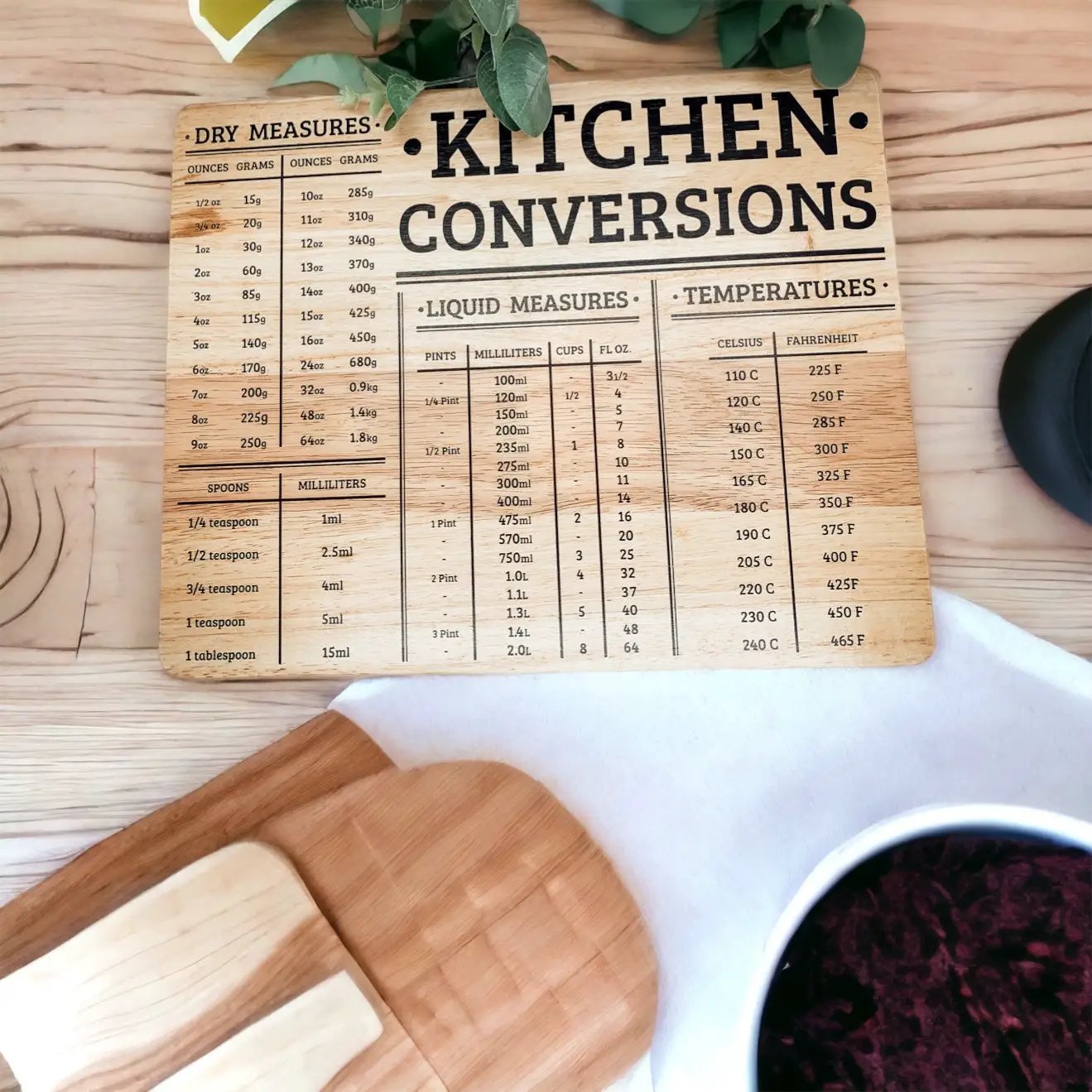 Bamboo Conversions Kitchen Measuring Decor Board