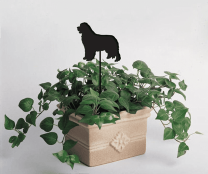 Newfoundland Plant Stake in black atop green pothos in beige planter by Rustica Ornamentals on Tampa Home & Garden Store