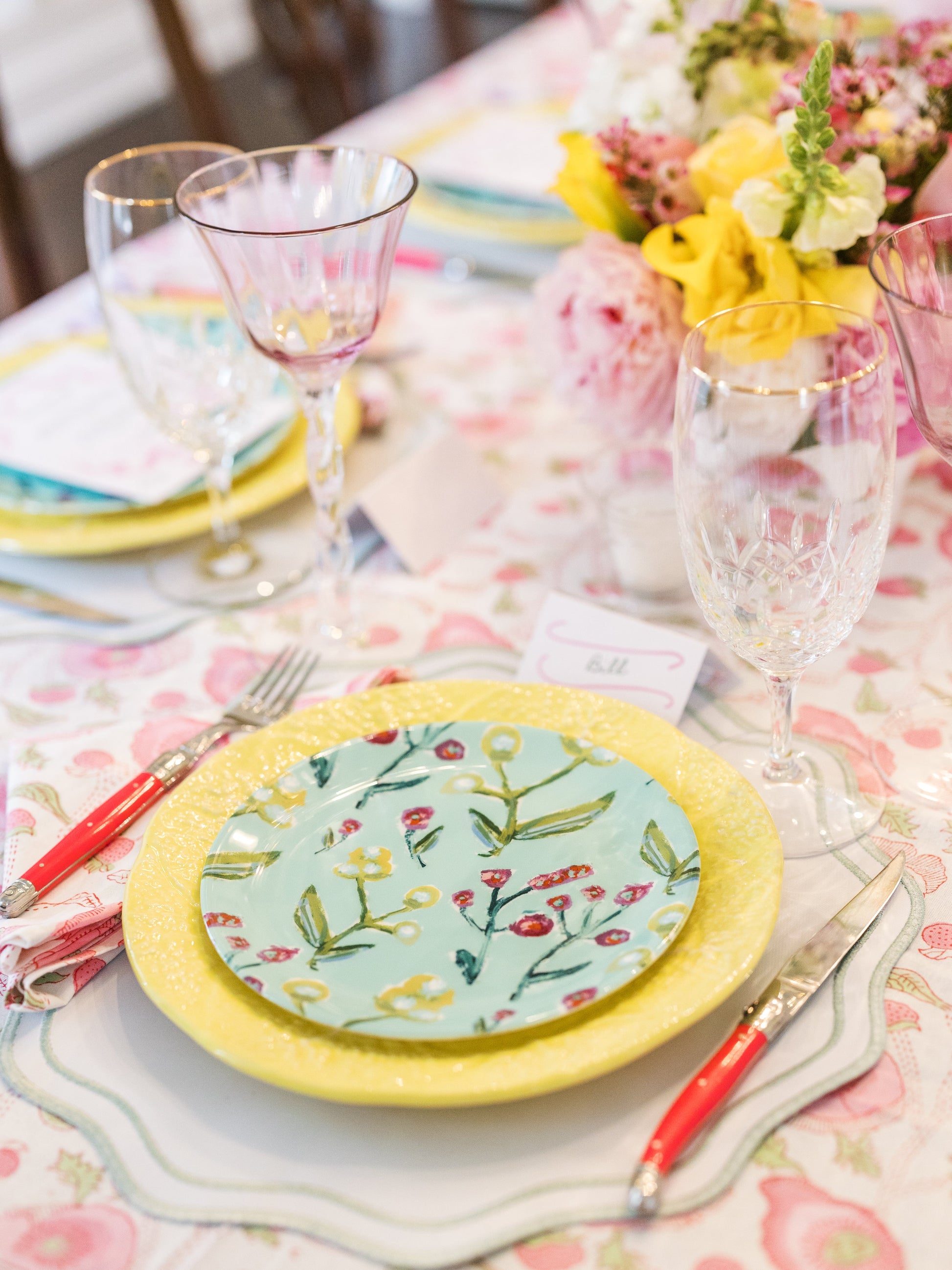 Honeysuckle China plates by Erin Donahue Tice, turquoise floral design, set of 2/4/8 on Tampa Home & Garden Store