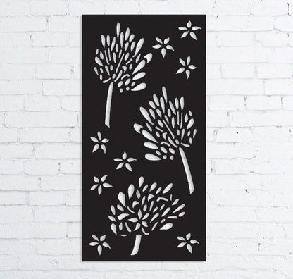 Privacy screens outdoor metal wall art Rustica Ornamentals black steel panel with trees on Tampa Home & Garden Store