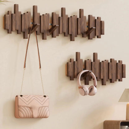 Moktan Sabai Wood Piano Wall Coat Rack two brown wooden block racks wall-mounted on Tampa Home & Garden Store