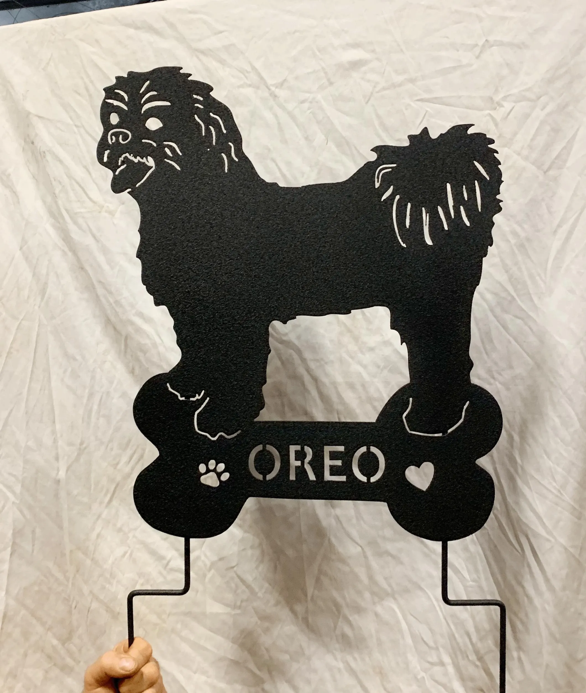 Shih Tzu garden stake or wall hanging silhouette, black metal lawn ornament by Rustica Ornamentals on Tampa Home & Garden Store