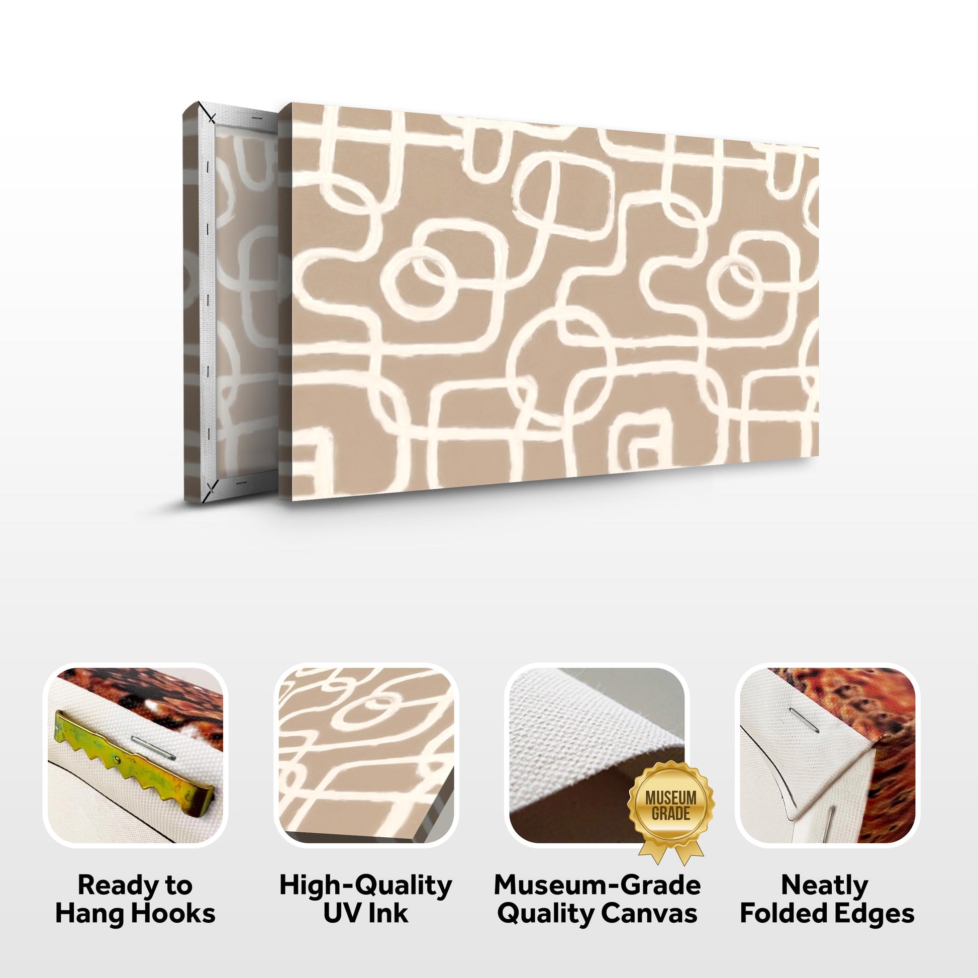 Canvas wall art Modern Simple Lines, beige abstract line pattern by Tailored Canvases on Tampa Home & Garden Store