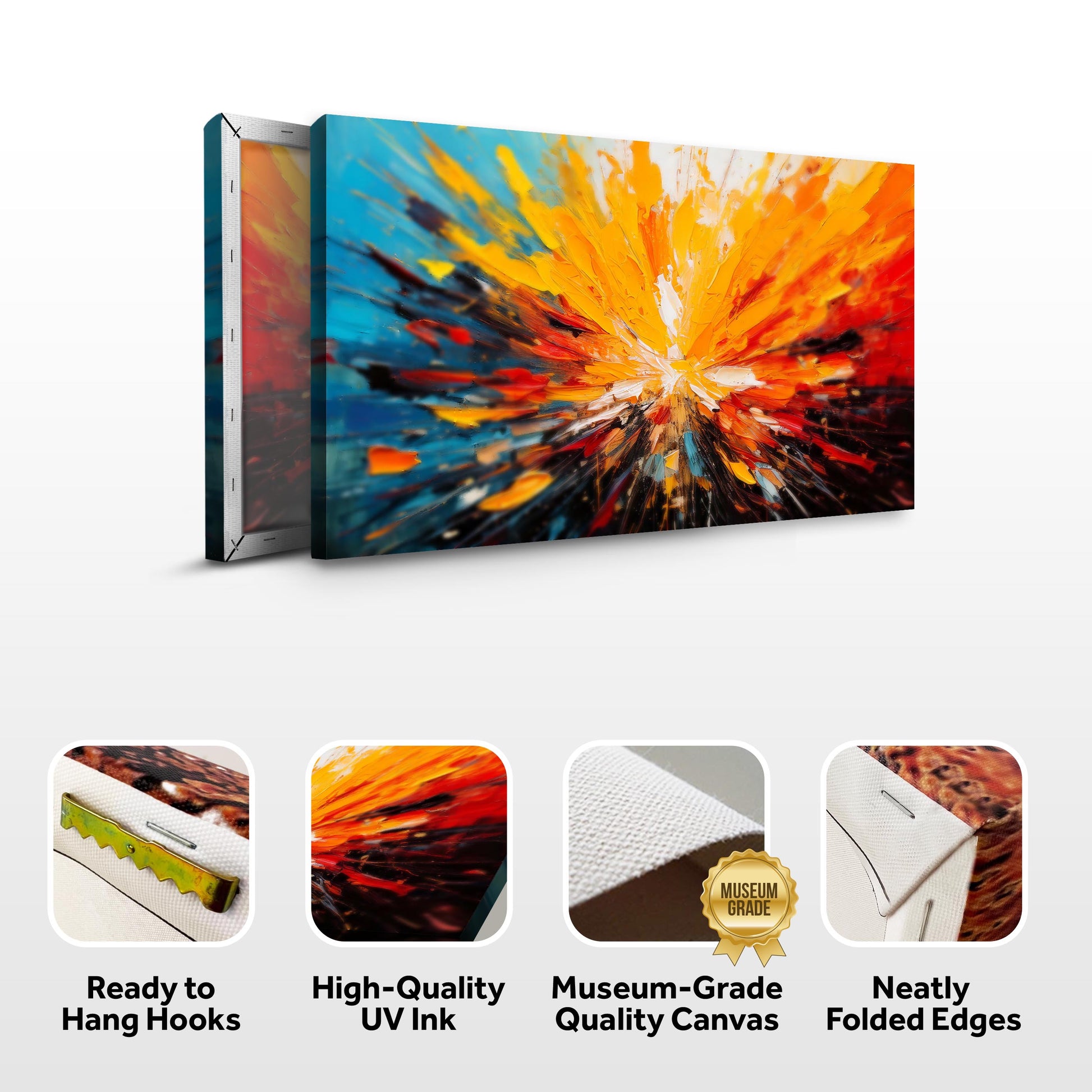 Modern Color Burst Wall Art canvas by Tailored Canvases blue and orange crafting canvas on Tampa Home & Garden Store