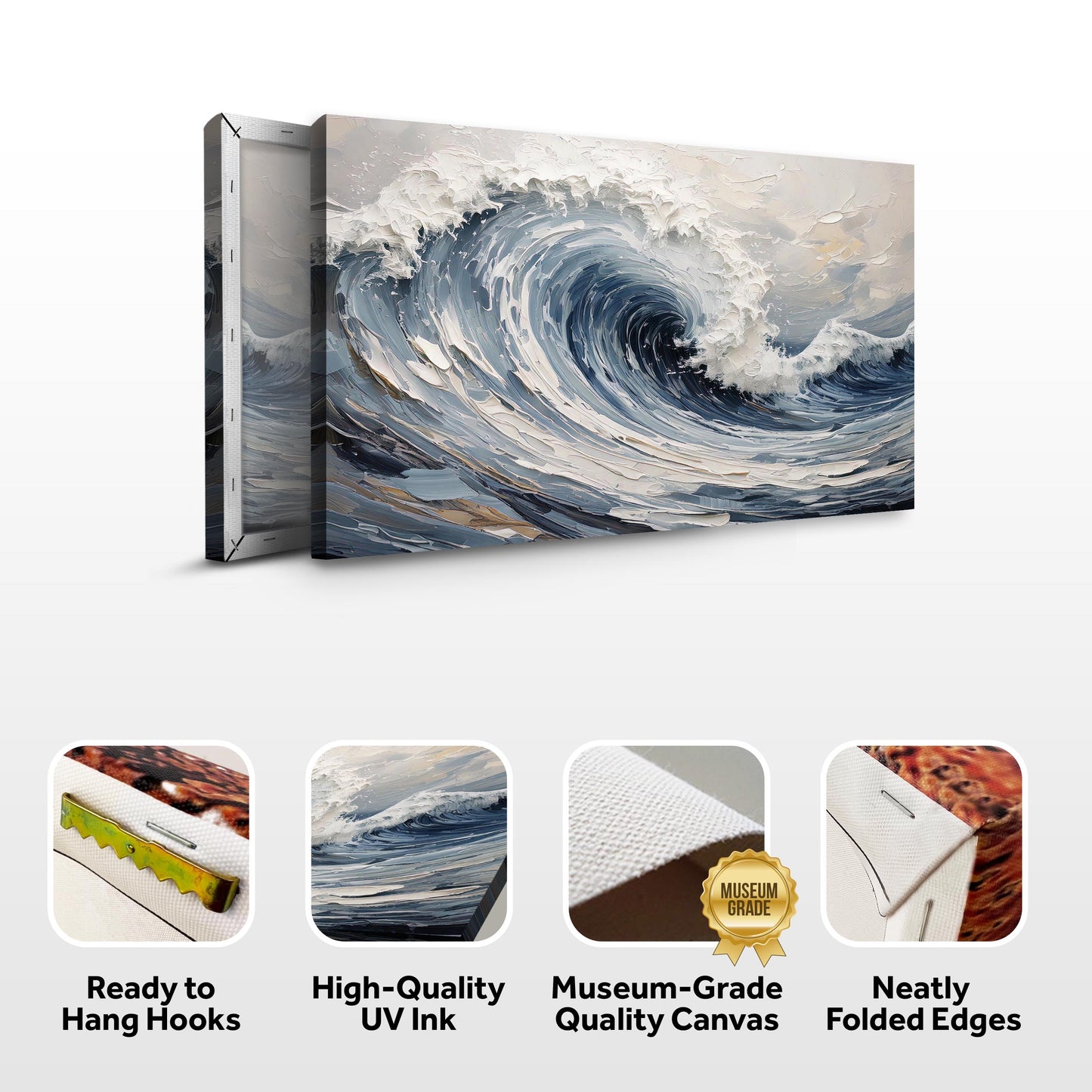 Modern Ocean Wave Wall Art Crafting Canvas by Tailored Canvases with textured impasto waves on Tampa Home & Garden Store