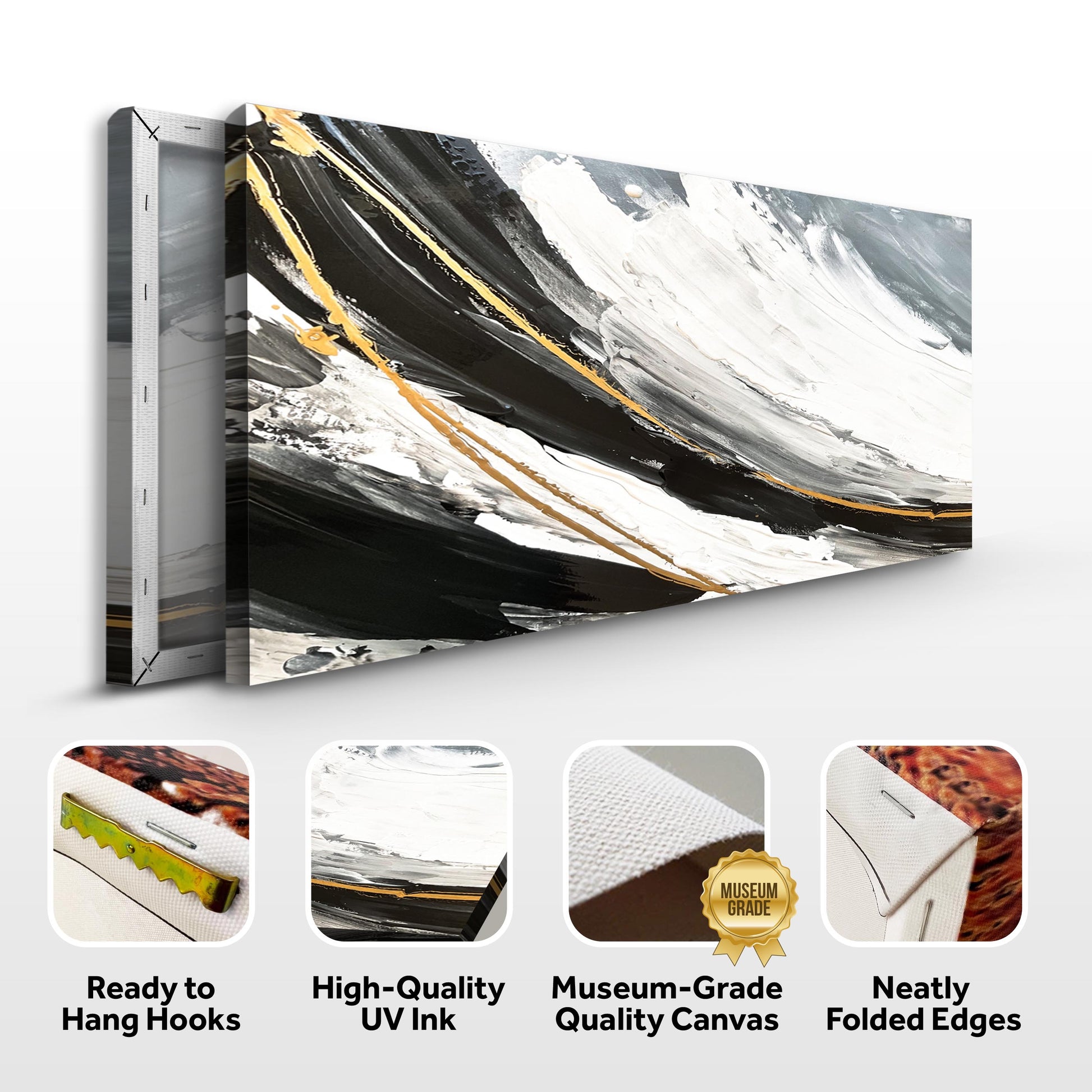 Modern Abstract Shadows Wall Art canvas Tailored Canvases black white gold Crafting Canvas on Tampa Home & Garden Store