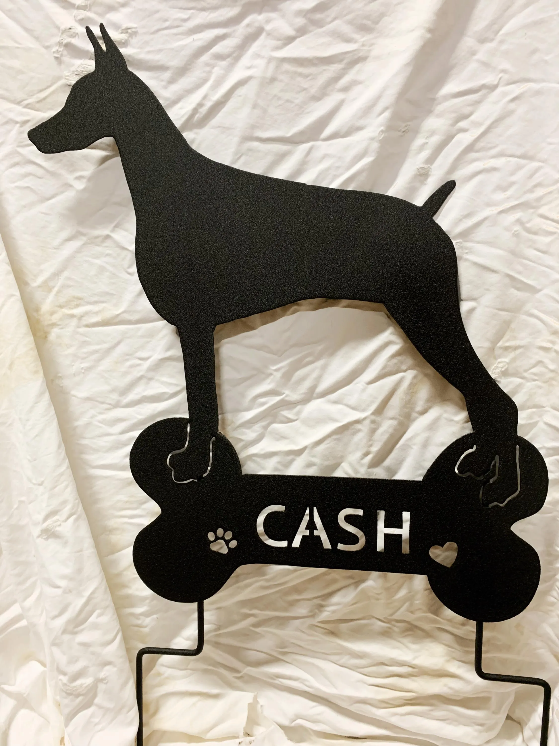 Doberman Pinscher garden stake silhouette in black metal Style 1 by Rustica Ornamentals on Tampa Home & Garden Store