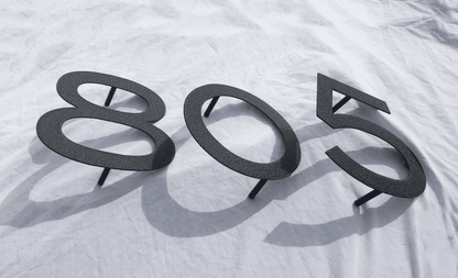 Metal house numbers Blair set of 5 in black textured finish with mounting posts on Tampa Home & Garden Store