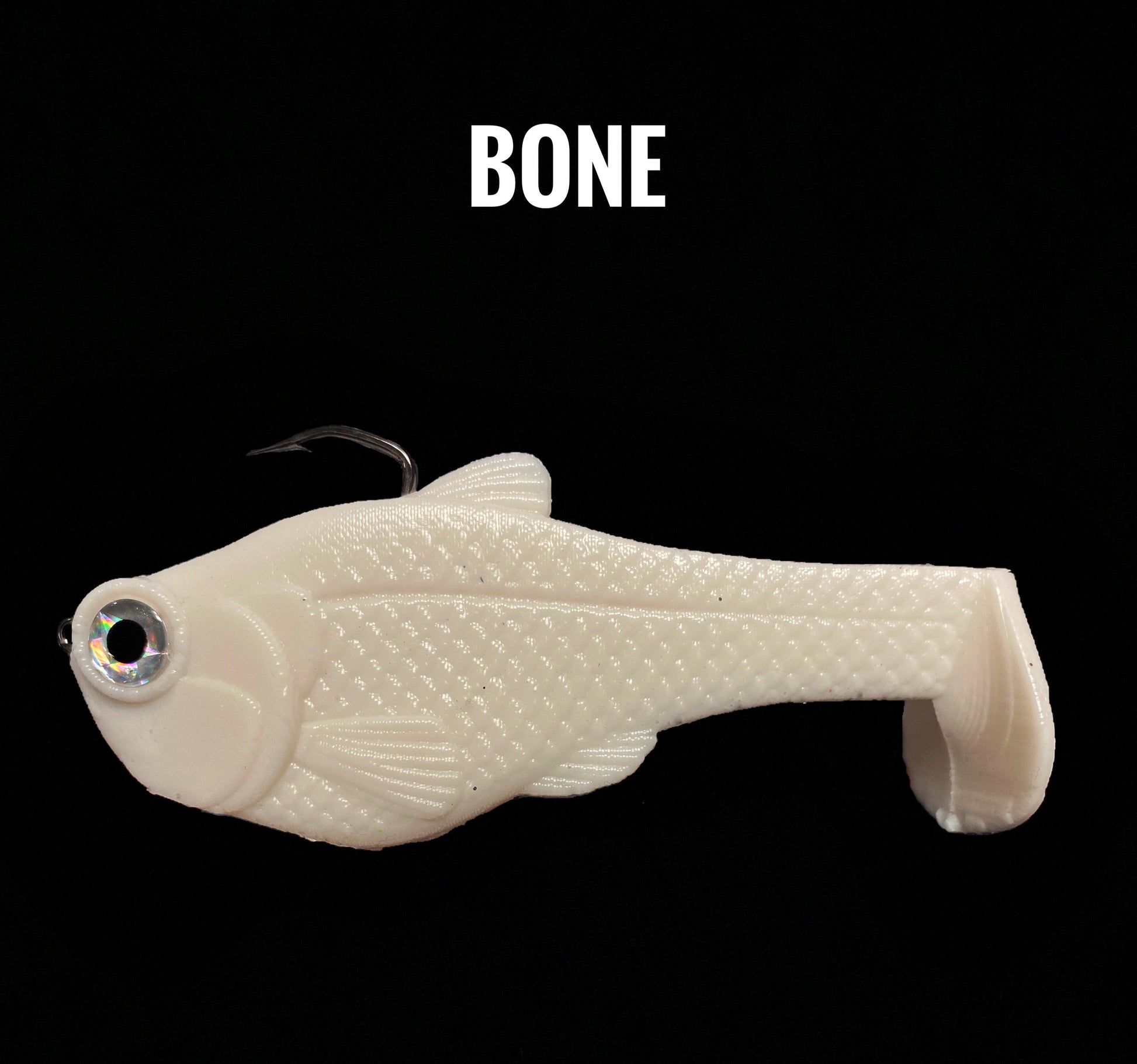 4.5in Nacho boot-tail soft swimbait, white Bull Shad Swimbaits fishing lure on Tampa Home & Garden Store