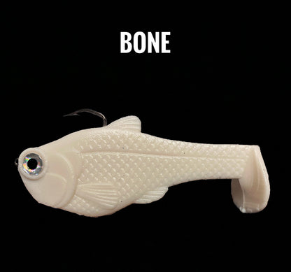 4.5in Nacho boot-tail soft swimbait, white Bull Shad Swimbaits fishing lure on Tampa Home & Garden Store