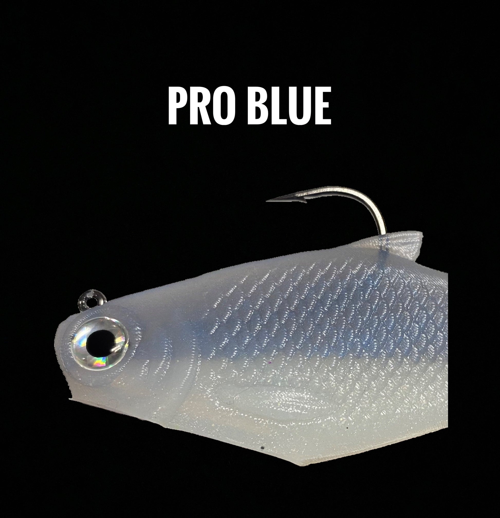 Bacca Burrito boot-tail soft swimbait translucent white with iridescent eye Bull Shad Swimbaits on Tampa Home & Garden Store