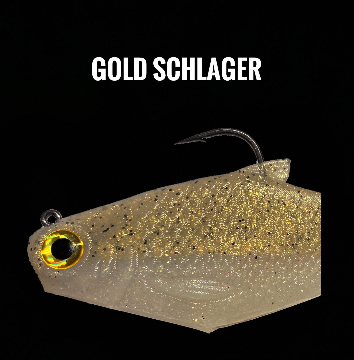 Bacca Burrito boot-tail soft swimbait beige glitter body with gold eye by Bull Shad Swimbaits on Tampa Home & Garden Store