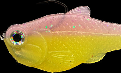 4.5in Nacho boot-tail soft swimbait pink-yellow gradient Bull Shad Swimbaits fishing lure on Tampa Home & Garden Store