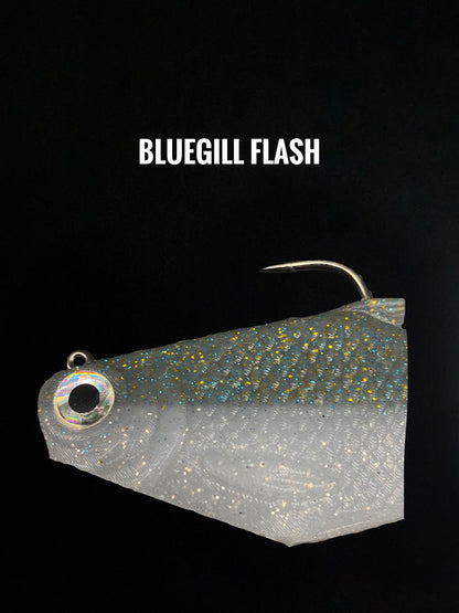 Bacca Burrito boot tail soft swimbait in bluegill flash with glitter Bull Shad Swimbaits lure on Tampa Home & Garden Store