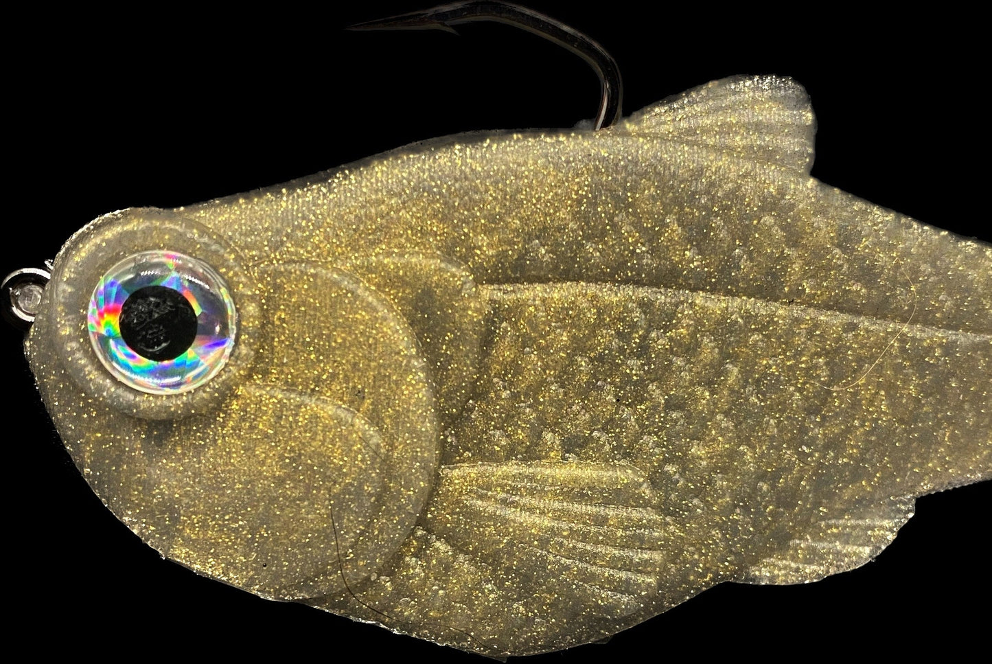 4.5in Nacho boot-tail soft swimbait glitter gold finish by Bull Shad Swimbaits on Tampa Home & Garden Store