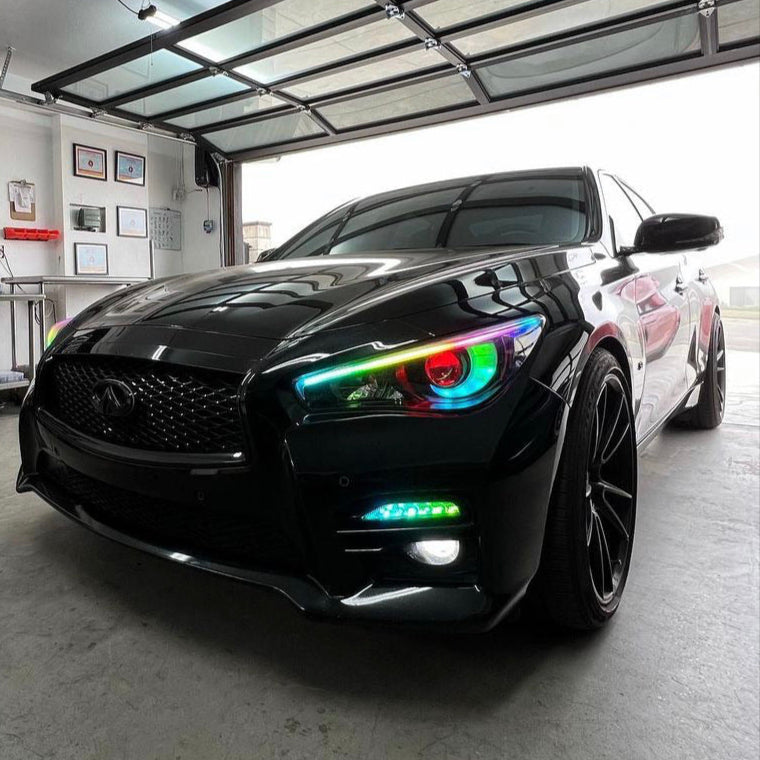 Infiniti Q50 RGBW Flow Series LED DRL boards for 2014-2024 multicolor lights on Tampa Home & Garden Store