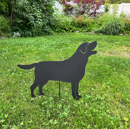Labrador Retriever Memorial lawn ornament silhouette, black metal, Rustica Ornamentals on Tampa Home & Garden Store
