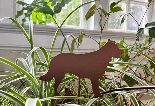 Flat-Coated Retriever garden stake rust-colored silhouette Rustica Ornamentals on Tampa Home & Garden Store