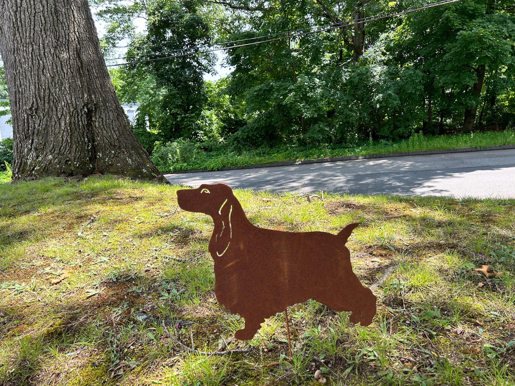 English Cocker Spaniel garden stake Style 1 rusted metal lawn ornament Rustica Ornamentals on Tampa Home & Garden Store