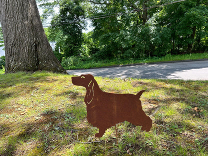 English Cocker Spaniel garden stake Style 1 rusted metal lawn ornament Rustica Ornamentals on Tampa Home & Garden Store
